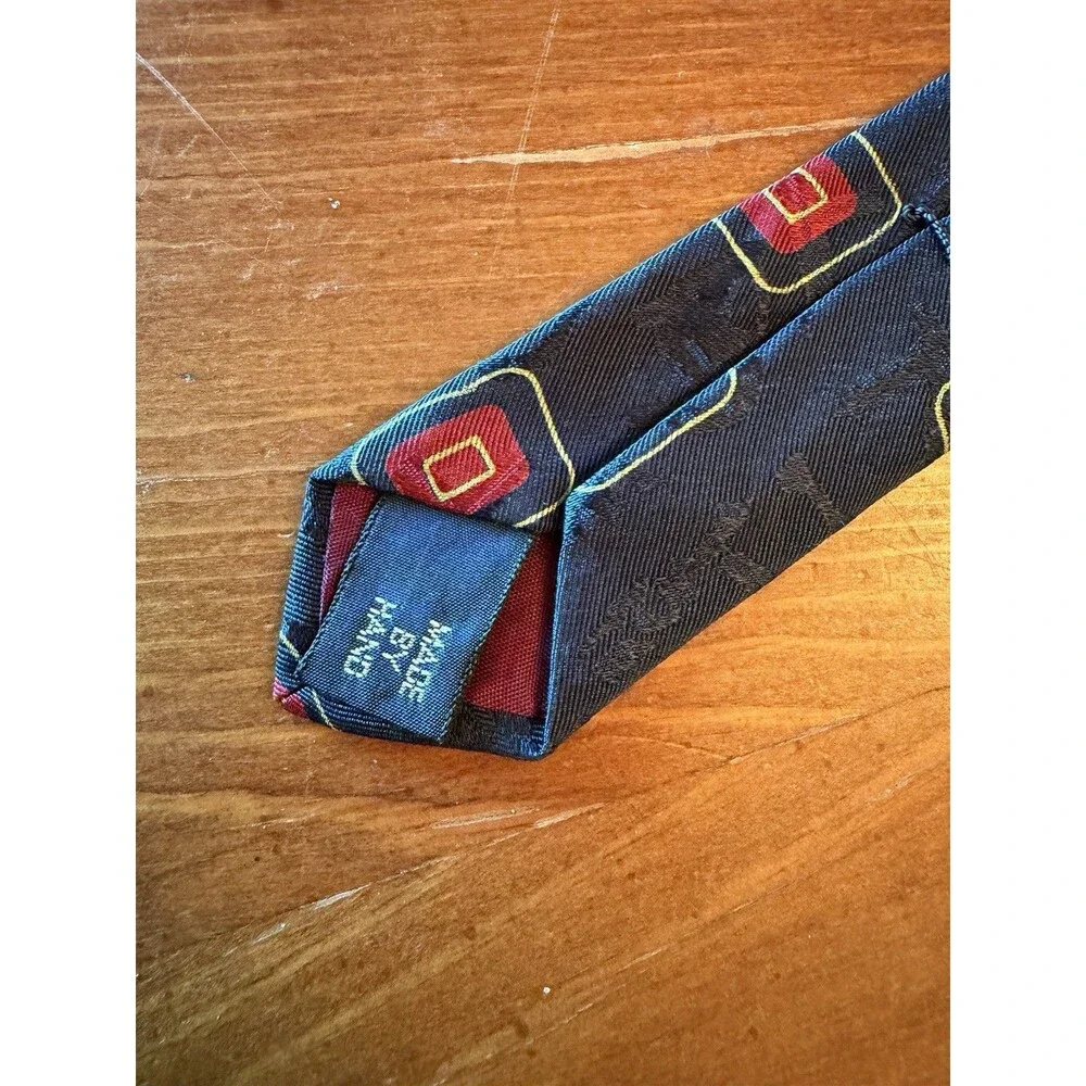 Vintage Polo Ralph Lauren Men’s 100% Silk Tie Made in USA Navy Red Geometric